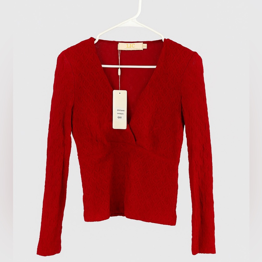 ✨ Gorgeous Red Lace Long Sleeve Blouse